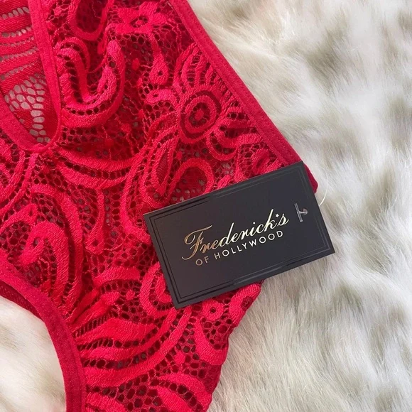 Fredericks of Hollywood Kerry Asymmetrical Lace Bodysuit - Picture 6 of 7